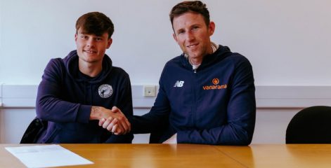 Former student Connor signing Gateshead FC contract
