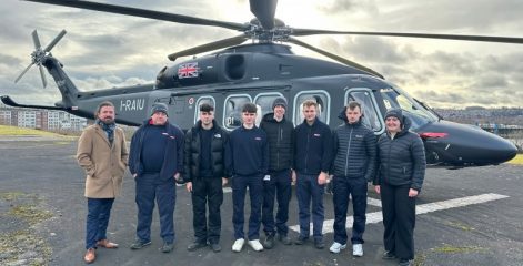 Gateshead College Engineering students with Ford Aerospace helicopter