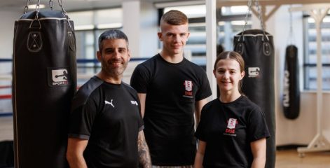 DiSE Boxing coach Gavin with students Dionne and George