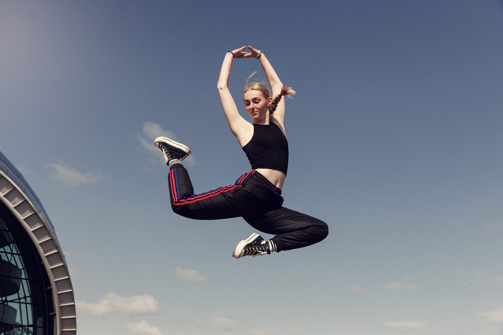Dancer making a jump pose