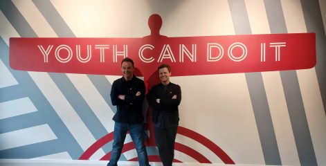 Ant and Dec posing for making it in media course