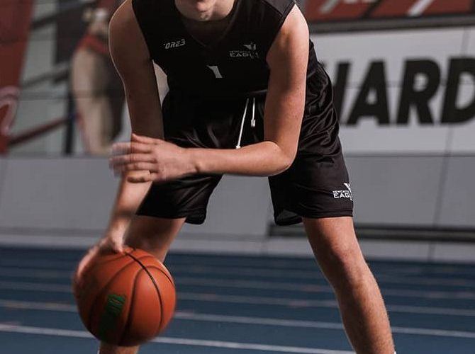 Basketball player with ball