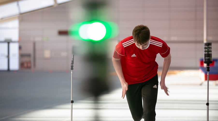 Student practicing sprints