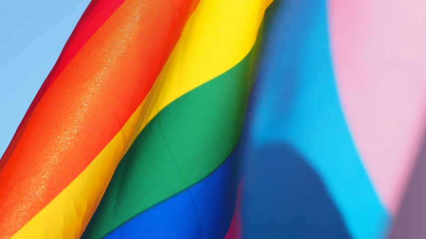 A pride flag waving